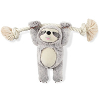 Fringe Studio Girlie Sloth On A Rope Interactive Play Plush Dog Squeaker Toy image