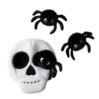 Fringe Studio Halloween Skull Burrow + 3 Spiders Plush Dog Squeaker Toy image