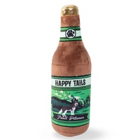 Fringe Studio Plush Happy Tails Beer Bottle Pet Dog Squeaker Toy image