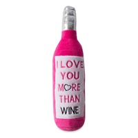 Fringe Studio Plush I Love You More Than Wine Bottle Dog Squeaker Toy image