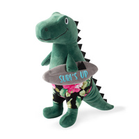 Fringe Studio Plush Surfer Bro Surfing T-Rex Dog Squeaker Toy image