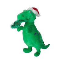 Fringe Studio Christmas T-Rex Hungry for the Holidays Plush Dog Squeaker Toy image
