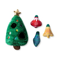 Fringe Studio Christmas Tree Burrow Ready Set Glow Plush Dog Squeaker Toy image