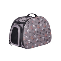 Ibiyaya Collapsible Travelling Shoulder Pet Carrier for Dogs Grey with Flowers image