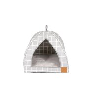 Mog & Bone Cat Igloo Plush Cat Bed Grey Check Print Large image