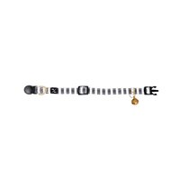 Mog & Bone Hemp Adjustable Cat Collar Charcoal Hamptons Stripe Print image