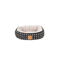 Mog & Bone Reversible Plush Cat Bed Black Metallic Cross Print image