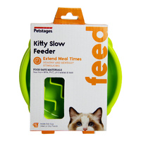 Petstages Kitty Slow Feeder Pet Bowl Non-Slip Base for Cats Green XS image