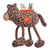 Outward Hound Tuggy Buddys Leopard Interactive Plush Dog Squeaker Toy image