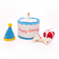 ZippyPaws Zippy Burrow: Birthday Cake Interactive Plush Dog Squeaker Toy image