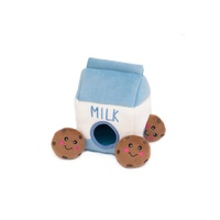 ZippyPaws Zippy Burrow: Milk & Cookies Interactive Plush Dog Squeaker Toy image