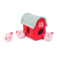 ZippyPaws Zippy Burrow: Pig Barn Interactive Plush Dog Squeaker Toy image