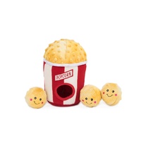 ZippyPaws Zippy Burrow: Popcorn Bucket Interactive Plush Dog Squeaker Toy image