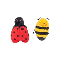 ZippyPaws Crinkle Bee & Ladybug Interactive Dog Squeaker Toy 2 Pack image