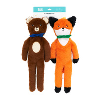 ZippyPaws Fluffy Peltz: Bear & Fox Interactive Plush Dog Squeaker Toy image