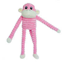 ZippyPaws Spencer the Crinkle Monkey Interactive Dog Squeaker Toy Pink Small image