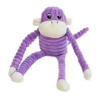 ZippyPaws Spencer the Crinkle Monkey Interactive Dog Squeaker Toy Purple Small image