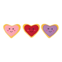 ZippyPaws Valentines Miniz: Heart Cookies Dog Squeaker Toy 3 Pack image