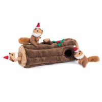ZippyPaws Holiday Burrow: Yule Log Interactive Dog Squeaker Toy image