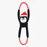 ZippyPaws Holiday RopeTugz: Penguin Interactive Durable Pet Dog Squeaker Toy image