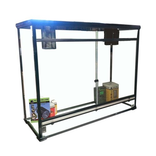 URS Tall Giant Glass Terrarium with Heat & Light Package Black