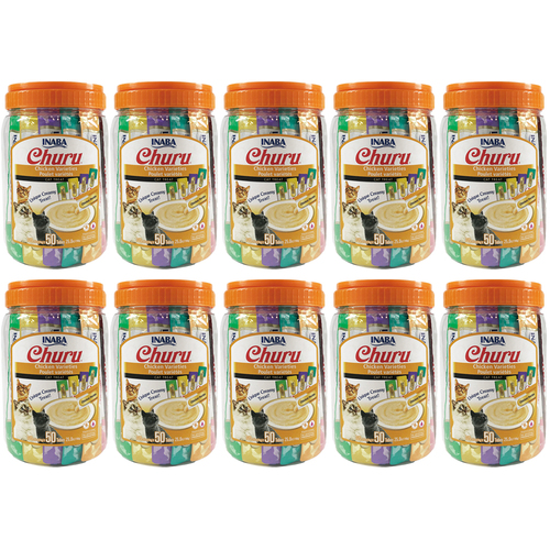 10 x Inaba Churu Puree Chicken Varieties Cat Food Topper 50 x 14g
