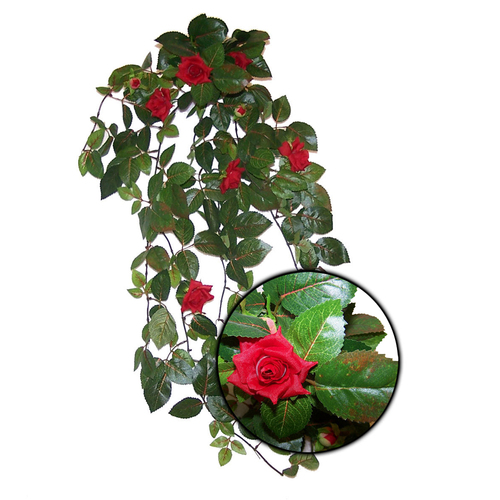URS Red Rose Leaf Silk Plant Reptile Enclosure Accessory