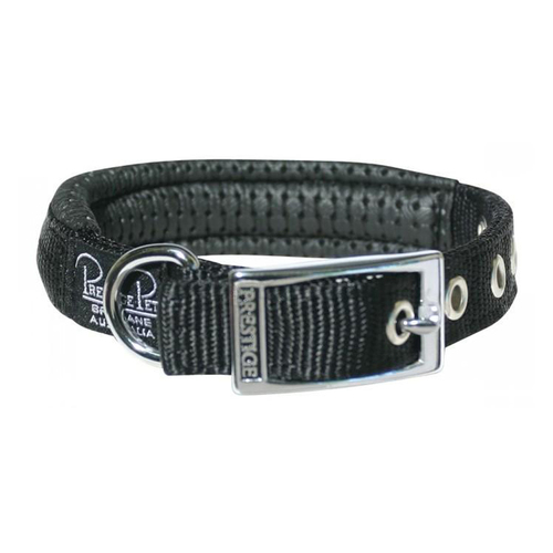 Prestige Pet Soft Padded Adjustable Dog Collar Black 3/4 Inch x 36cm
