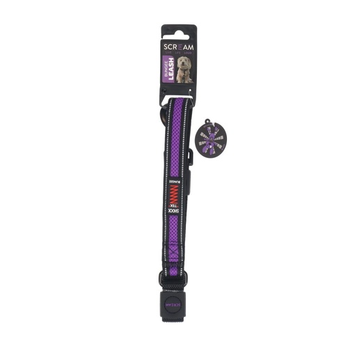 Scream Reflective Bungee Dog Leash with Padded Handle Loud Purple 2.5 x 55cm