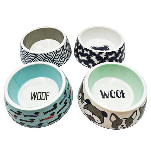 Simply Dog Printed Pattern Melamine Pet Dog Bowl Carton of 48