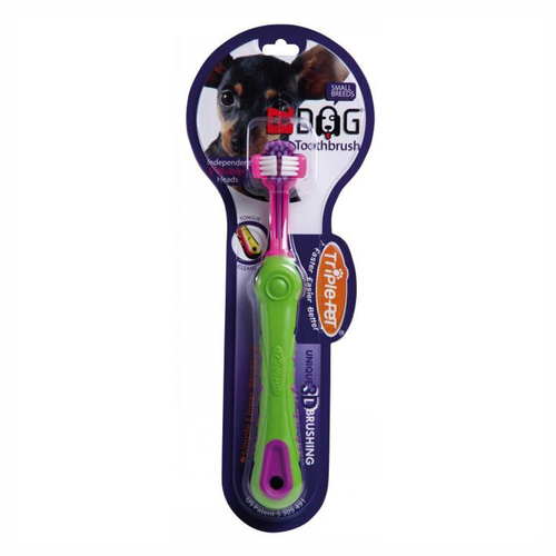 Triple Pet Ez-Dog Oral Care Pet Toothbrush for Small Breed Dogs