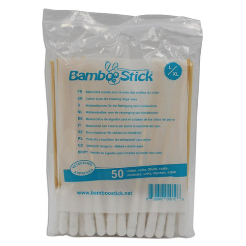 Prestige Pet Bamboo Stick King Size Cotton Buds for Dogs 50 Pack