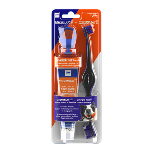 Paw Ready Oral Care Brushing Bundle Dental Kit for Dogs incl Small Bite Block