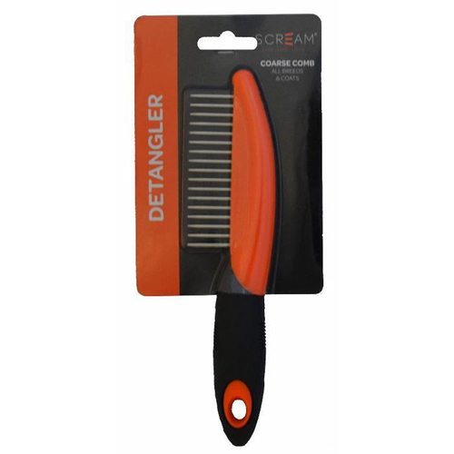 Scream Coarse Detangler Comb for Dogs Loud Orange 