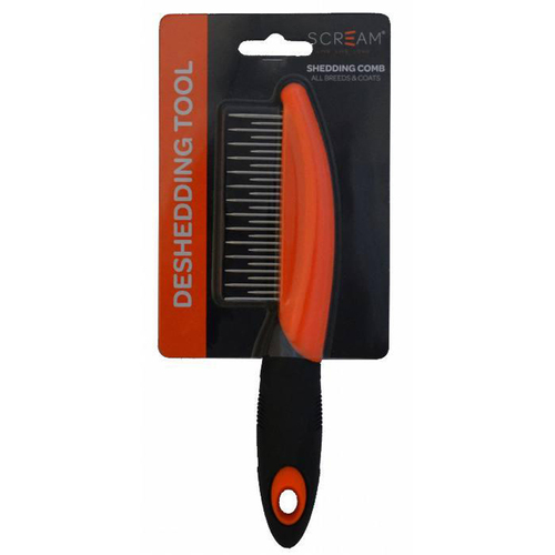 Scream Shedding Comb Deshedding Tool for Dogs Loud Orange