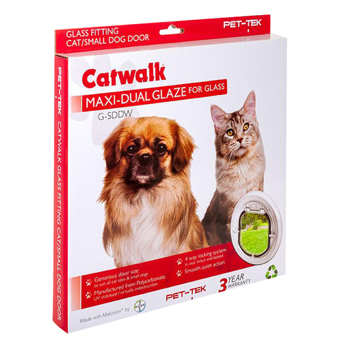 Pet-Tek Glass Fitting Pet Door Maxi-Dual Glaze for Glass 30.4cm White