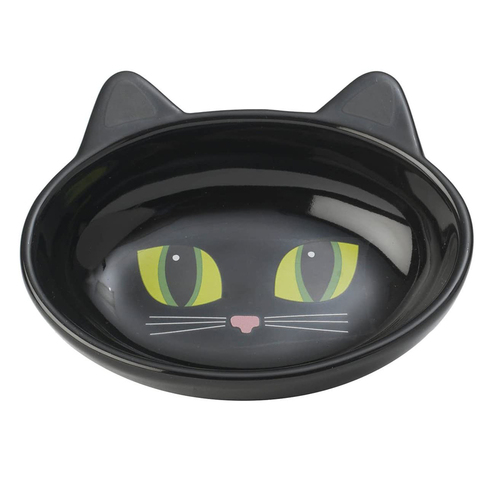 Petrageous Frisky Kitty Ceramic Cat Bowl Oval Black 13cm