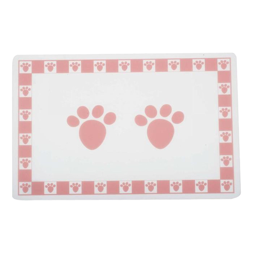 Petrageous Pet Paws Print Pet Placement Mat Pink 29 x 48cm