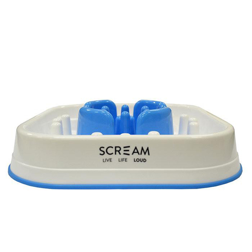 Scream Slow Feed Interactive Pet Dog Bowl Loud Blue