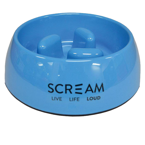 Scream Round Slow-Down Pillar Dog Bowl Loud Blue 200ml