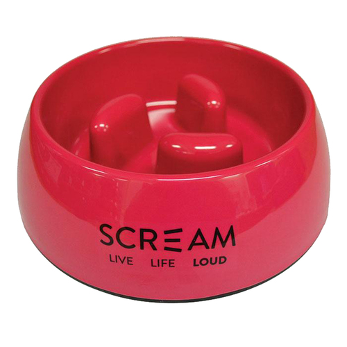 Scream Round Slow-Down Pillar Dog Bowl Loud Pink 200ml