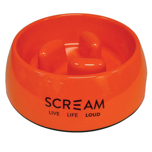 Scream Round Slow-Down Pillar Dog Bowl Loud Orange 200ml