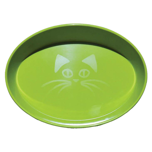 Scream Oval Heavy Duty Plastic Cat Bowl Loud Green 300ml