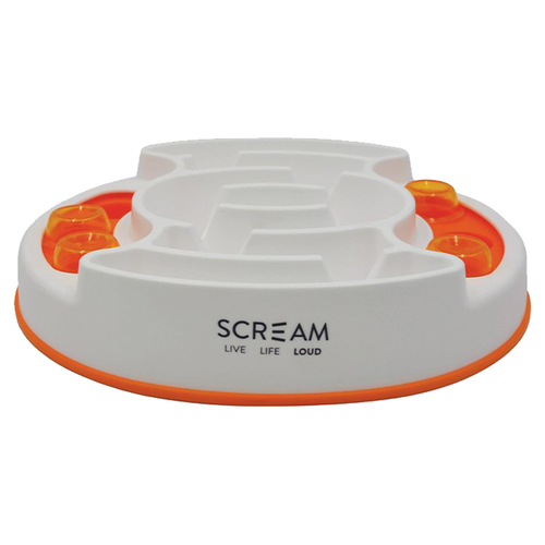 Scream Slow Feed Interactive Puzzle Dog Bowl Loud Orange