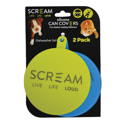 Scream Silicone Pet Food Can Cover Loud Green & Blue 2 Pack