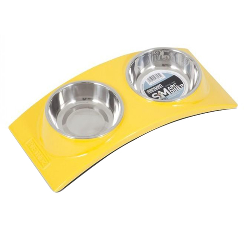 Wetnoz Stainless Steel Arc Double Diner Pet Bowl Small Sun