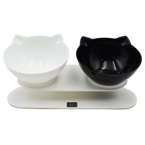 Zeez Double Elevated Tilted Easy Cleaning Cat Bowl 2 x 250ml