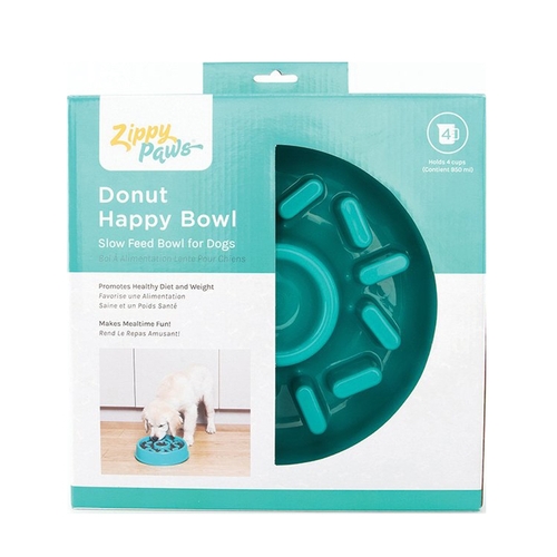 Zippy Paws Happy Bowl Non-Slip Base Slow Feeder Donut for Dogs