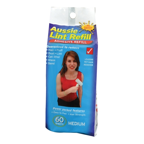 Aussie Lint Roller Fluff Dust Glass Sand & Pet Hair Remover Refill Medium