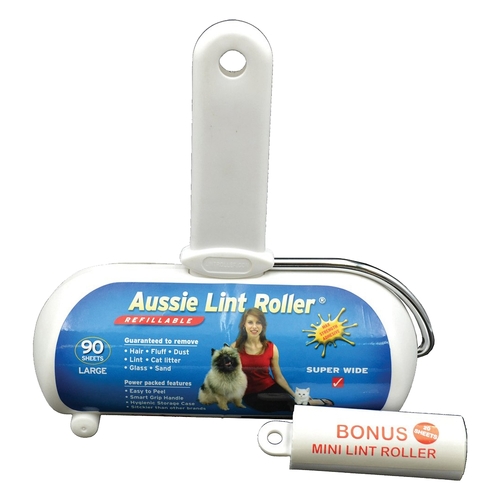 Aussie Lint Roller Fluff Dust Glass Sand & Pet Hair Remover Large